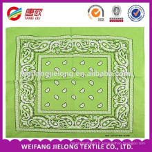 vente chaude 100% coton bandanas vert fabriqués en Chine